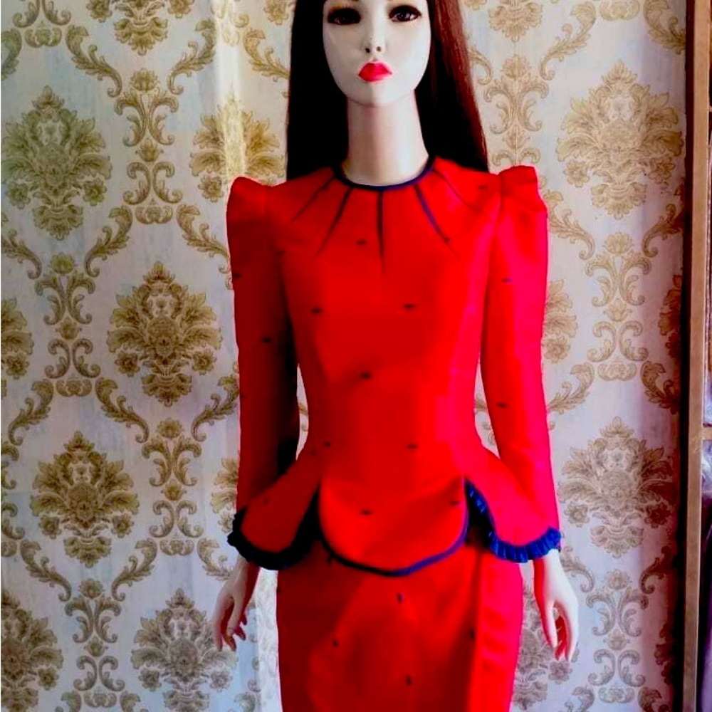 Cambodian custom  red Blue party dress Size Medium